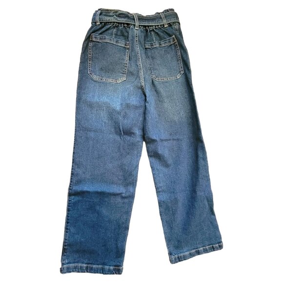 Woman's Jeans Paper Bag Top Dark Wash Belted Waist Time & Tru Size 4 NWT JJ3447 - Picture 4 of 8